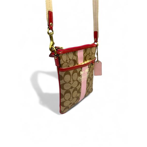 Coach Signature 2007 Pink Stripe Swingpack Crossbody Bag - Picture 3 of 16